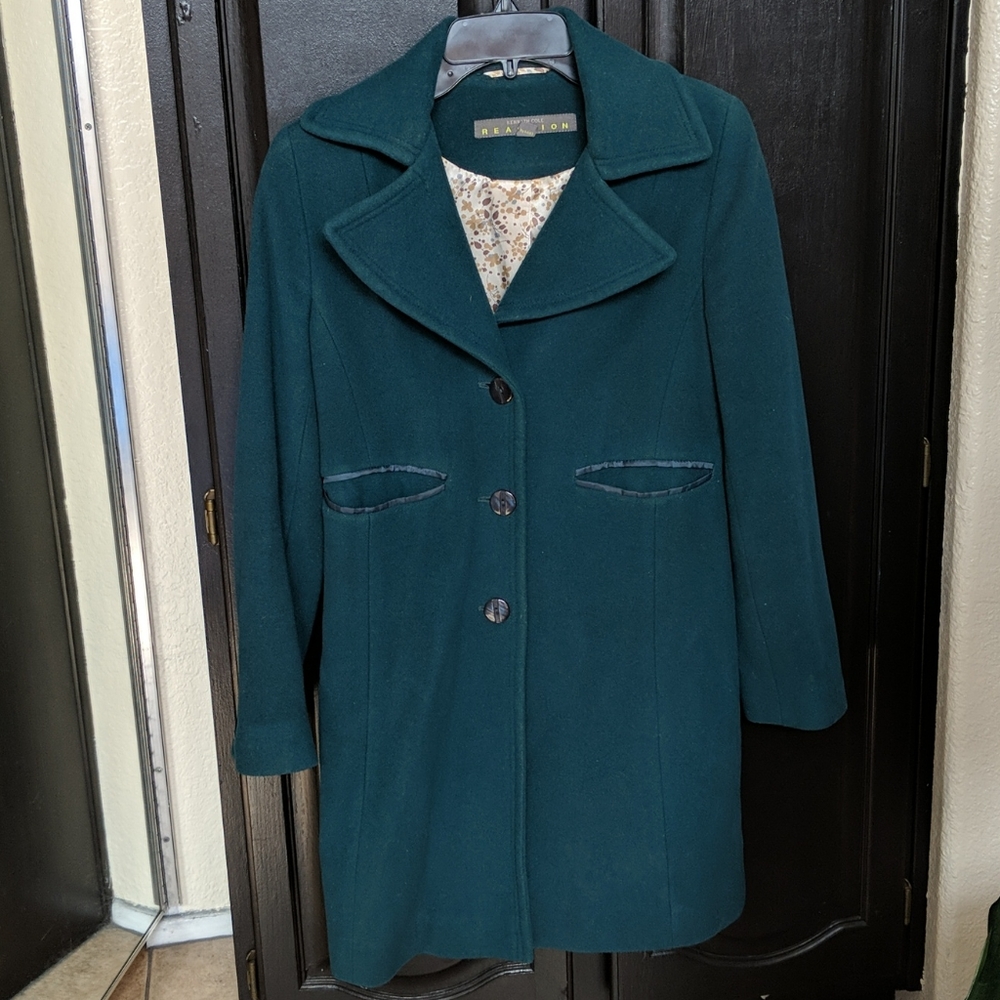 Teal wool overcoat trench